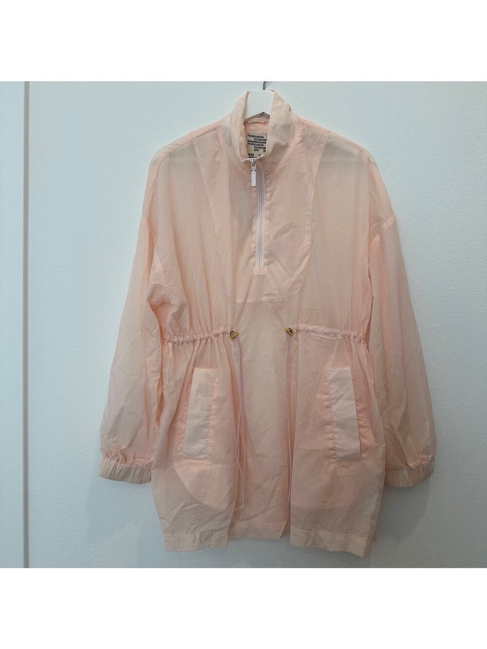 Baum und Pferdgarten pink sheer windbreaker long sleeve quarter zip dress EU 38
